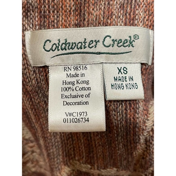 Coldwater Creek Womens Cardigan Sweater Brown Tan Floral Knit XS - Picture 7 of 8
